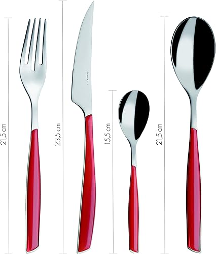 Miniatura 2 de BUGATTI, Glamour - Juego de cubiertos de 24 piezas en acero inoxidable 18/10 y mango de manzana verde. Juego de cubiertos para 6 personas, compuesto