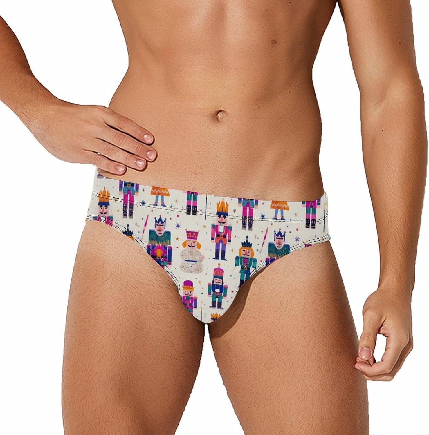 Christmas Nutcracker Men's Swimsuit Brief Sexy Bikini Briefs Retro Printed Swimwear Quick Dry Swimming Trunks 3X-Large