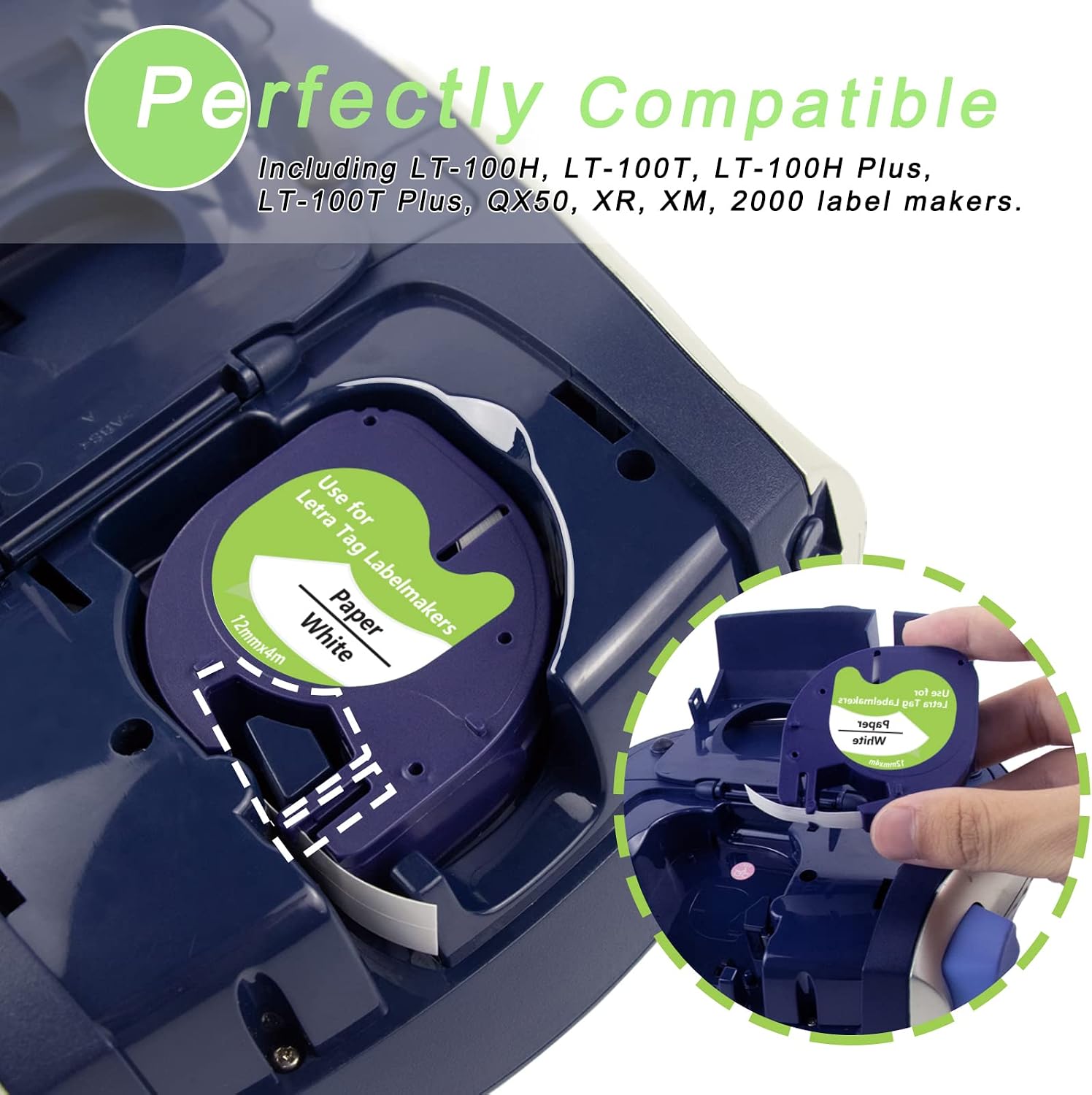 Compatible for DYMO Label Maker Refills 91330 10697 White Paper 1/2 Inch x 13 Feet for LetraTag LT-100H LT-100T QX50, Black on White, 3 Pack