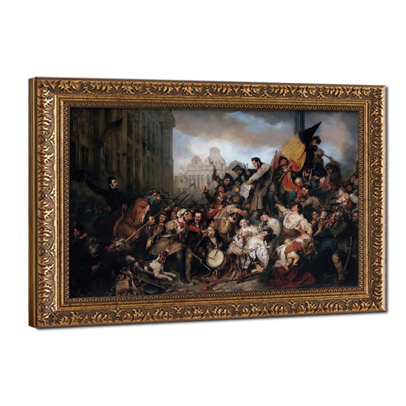 Toile Révolution belge Gustaf Wappers affiche historique cadre bois 61x91 cm - 8