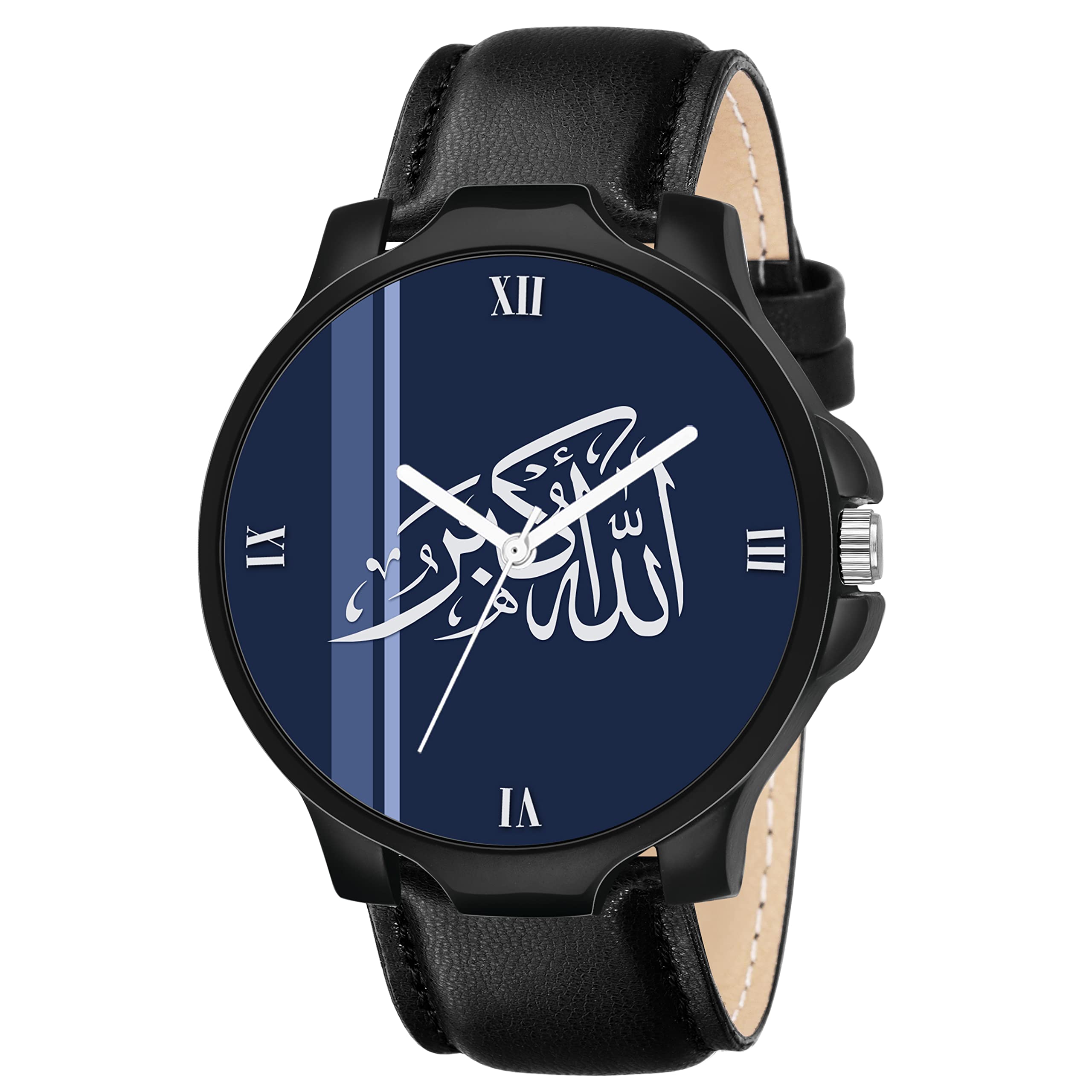 Talgo Analogue Islamic Allahhu-Akbar Design Round Roman Dial Latest Fashion Attractive Black Leather Strap Stylish Wrist Watch for Men and Boys, Pack of 1 - RMN1016BKL (B0B1BB66ZV) Amazon Price History, Amazon Price Tracker
