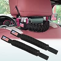 Vista 7 de Asas de agarre de barra antivuelco + mango de agarre para reposacabezas compatible con Jeep Wrangler JLU JK JKU TJ YJ TJ JT JL Sport Sahara Freedom