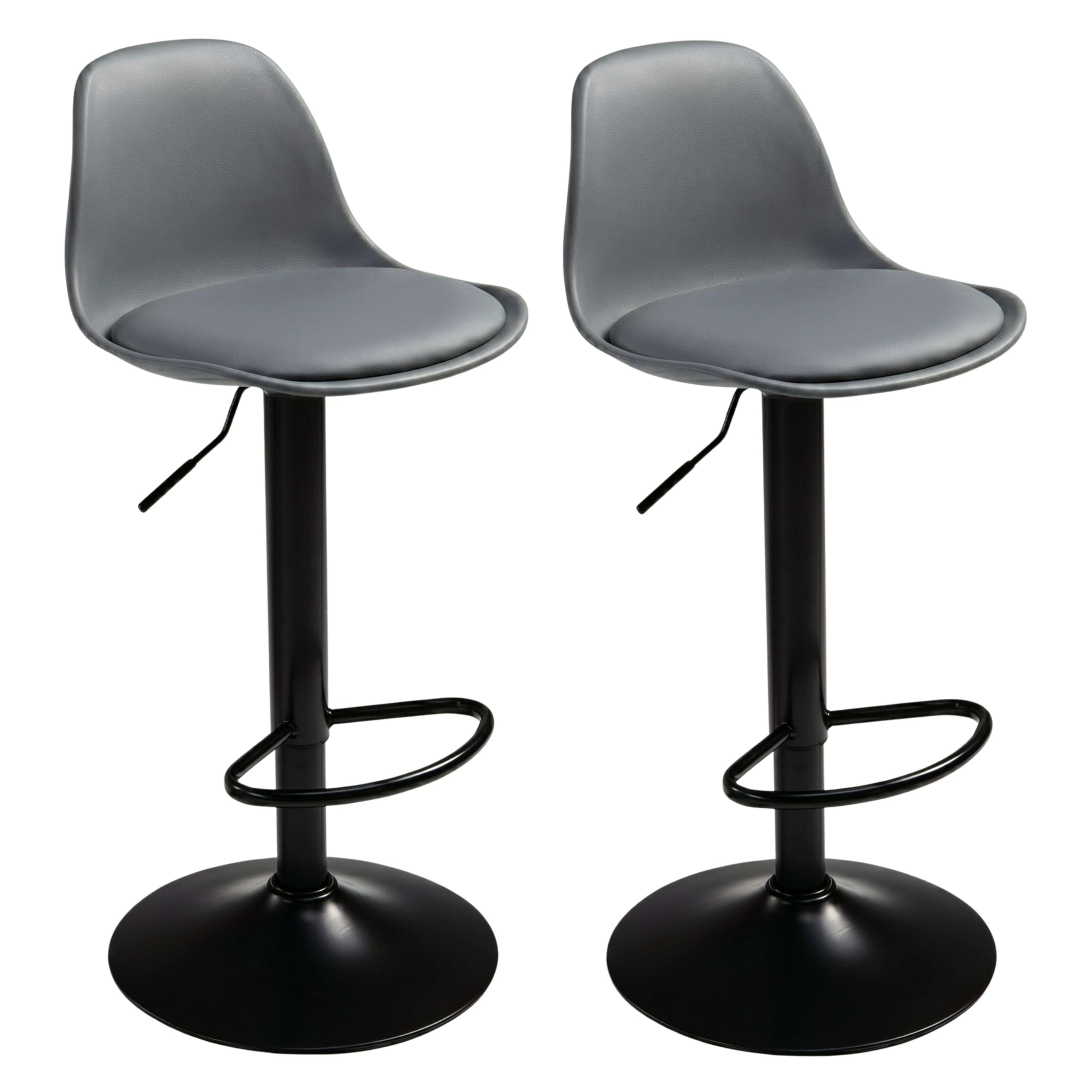 Miroytengo Pack 2 Taburetes de Bar o Cocina, Silla Alta Bistro, Altura Regulable, Asiento Acolchado, 360º, Gris
