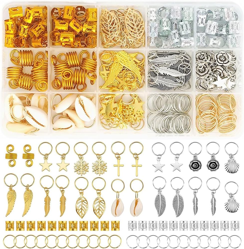 PALAY® 220 Pcs Hair Jewelry for Women Braids Alloy Hair Charms for Dreadlocks, Hair Extension Metal Hair Pendants Rings Cuffs Clips Hair Accessories for Women Girls