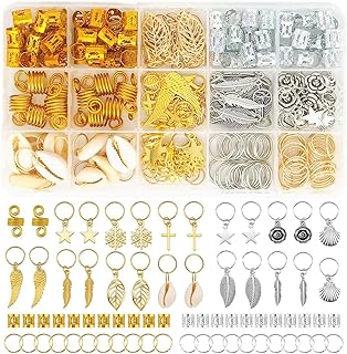 MAYCREATE® 220 Pcs Stylish Hair Jewelry - Braid Accessories with Alloy Charms, Metal Rings, Pendants, Cuffs &amp; Clips for Wo...
