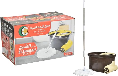 دلو تنظيف شبّاح من الهلال والنجمة الذهبية مع ممسحة وعصارة - بيج وبني