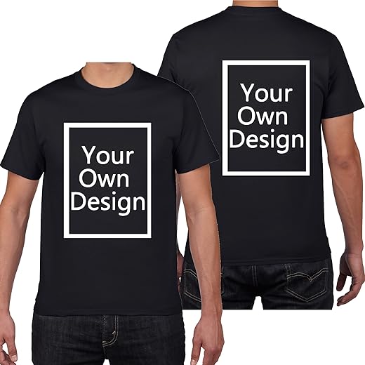 Custom T Shirts for Men/Women Design Your Own Shirt Add Text/Image/Logo Personalized Cotton Tee Printed Photo Front/Back Black