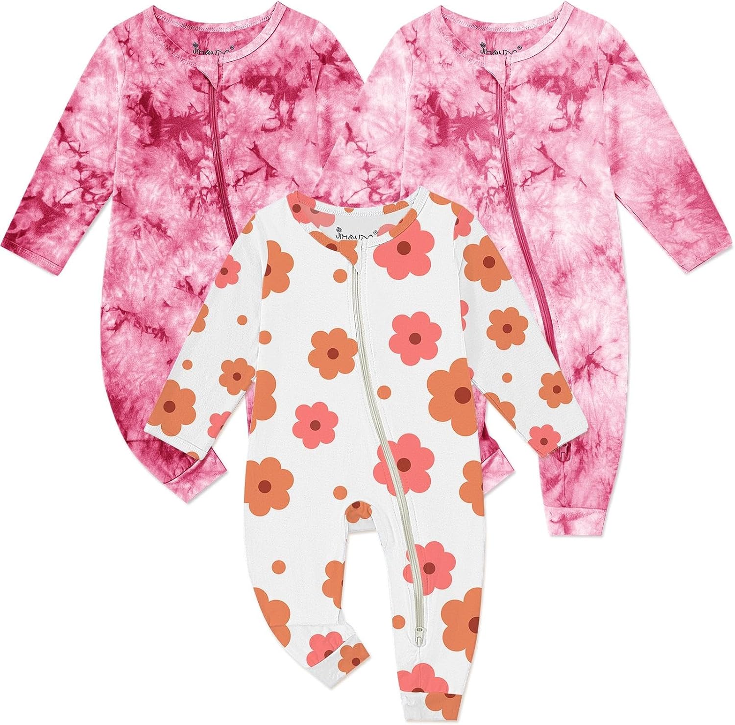 Baby Girls Boys Footless Romper 2 Way Zipper Soft Rayon Outfits, Outdoor Tie-dye Long Sleeve Clothes Jumpsuit