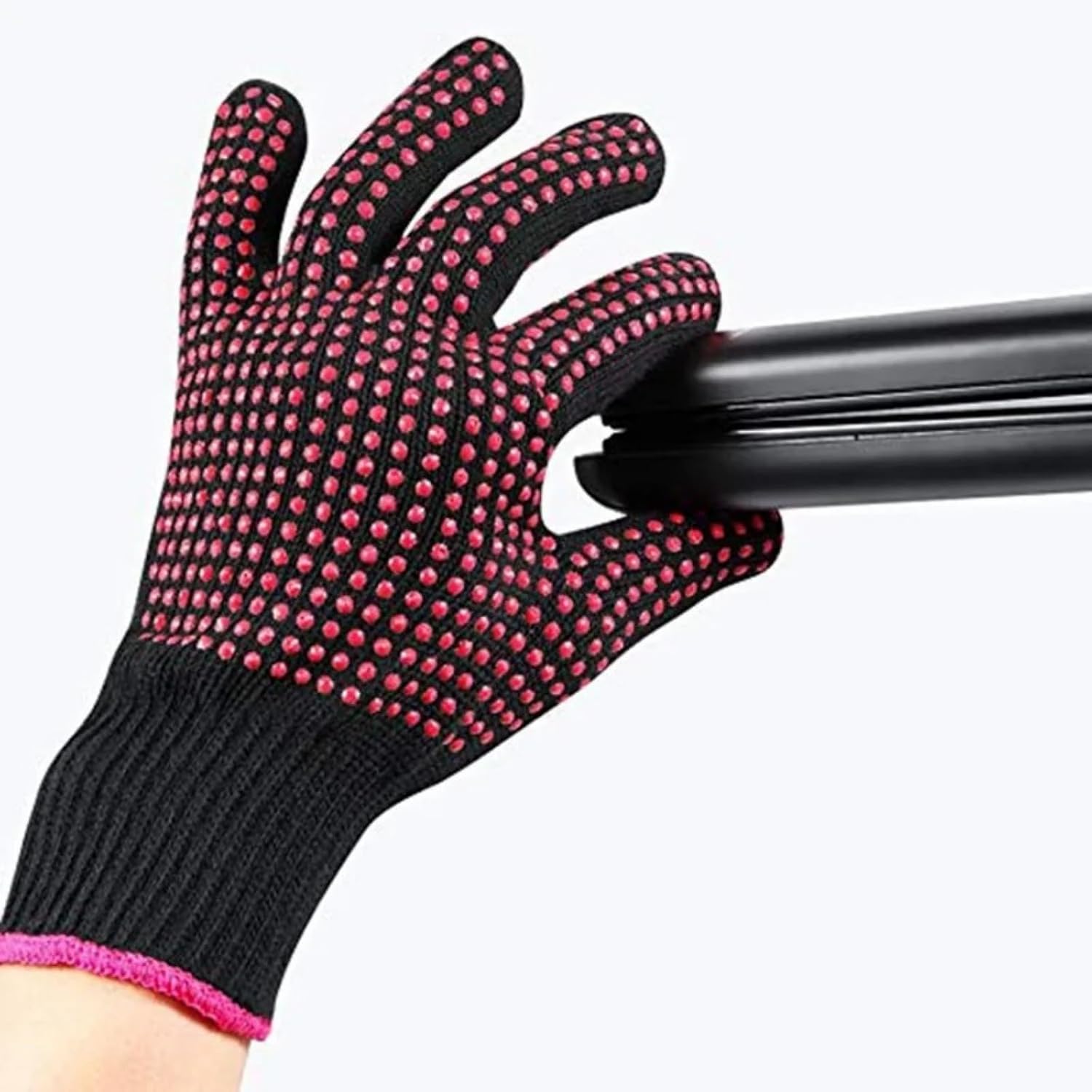 Heat Resistant Hair Styling Gloves with Silicone Grip, Professional Heat Proof Glove for Curling Iron, Flat Iron, Hot Air Brush & Sublimation, Anti-Slip Flexible Burn Protection