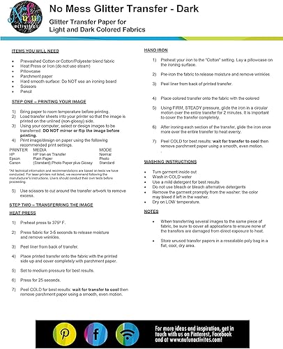 Miniatura 8 de NuFun Activities Papel de transferencia de calor ligero con purpurina imprimible para telas ligeras, 10 hojas de 8.5 x 11 pulgadas, de larga