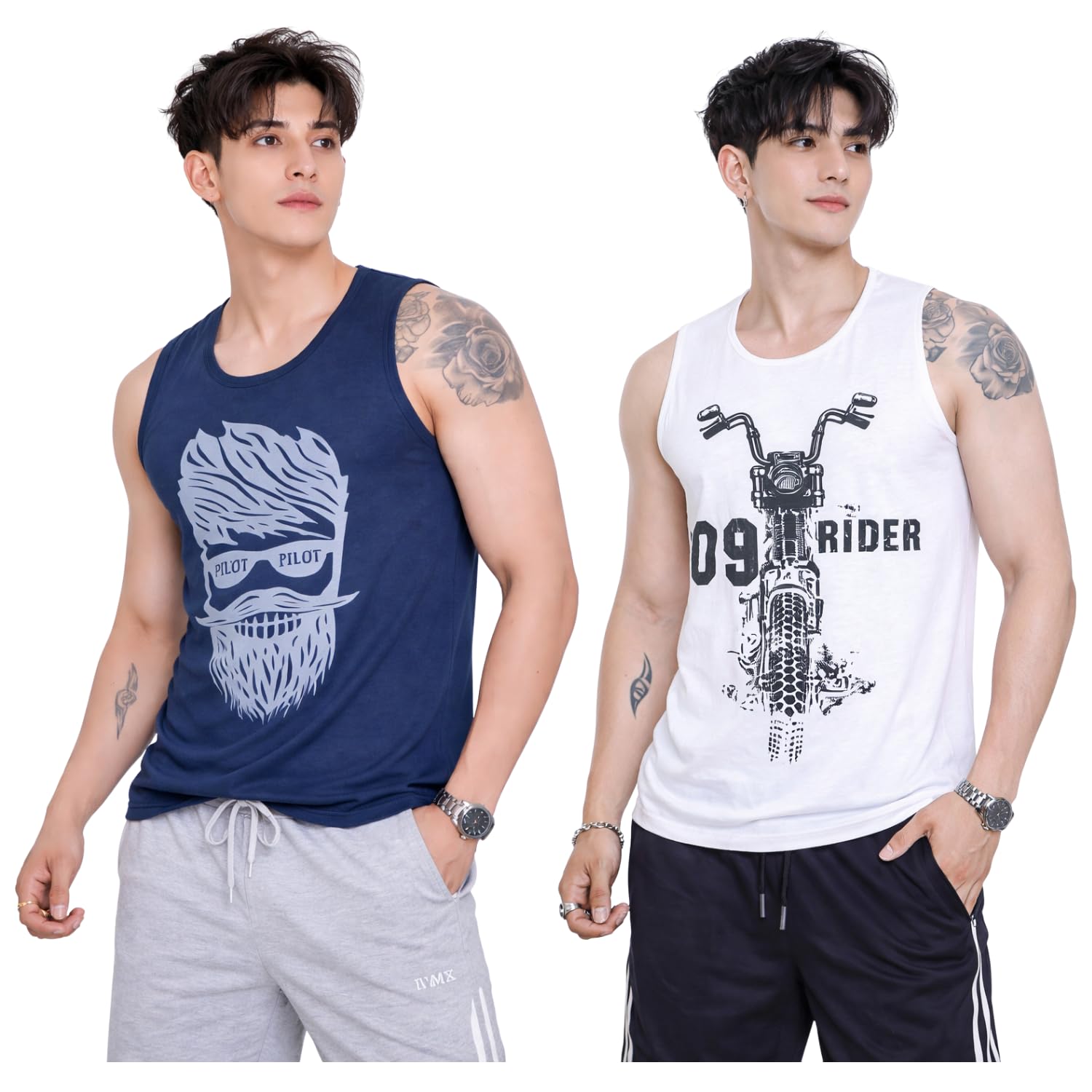 s.l. madhok Men’s Printed Sando Combo Pack | Lightweight Sleeveless Casual Wear Soft Braathable Tank Tops for Men's | Men's Gym Vest (Pack of 2)-picture-37