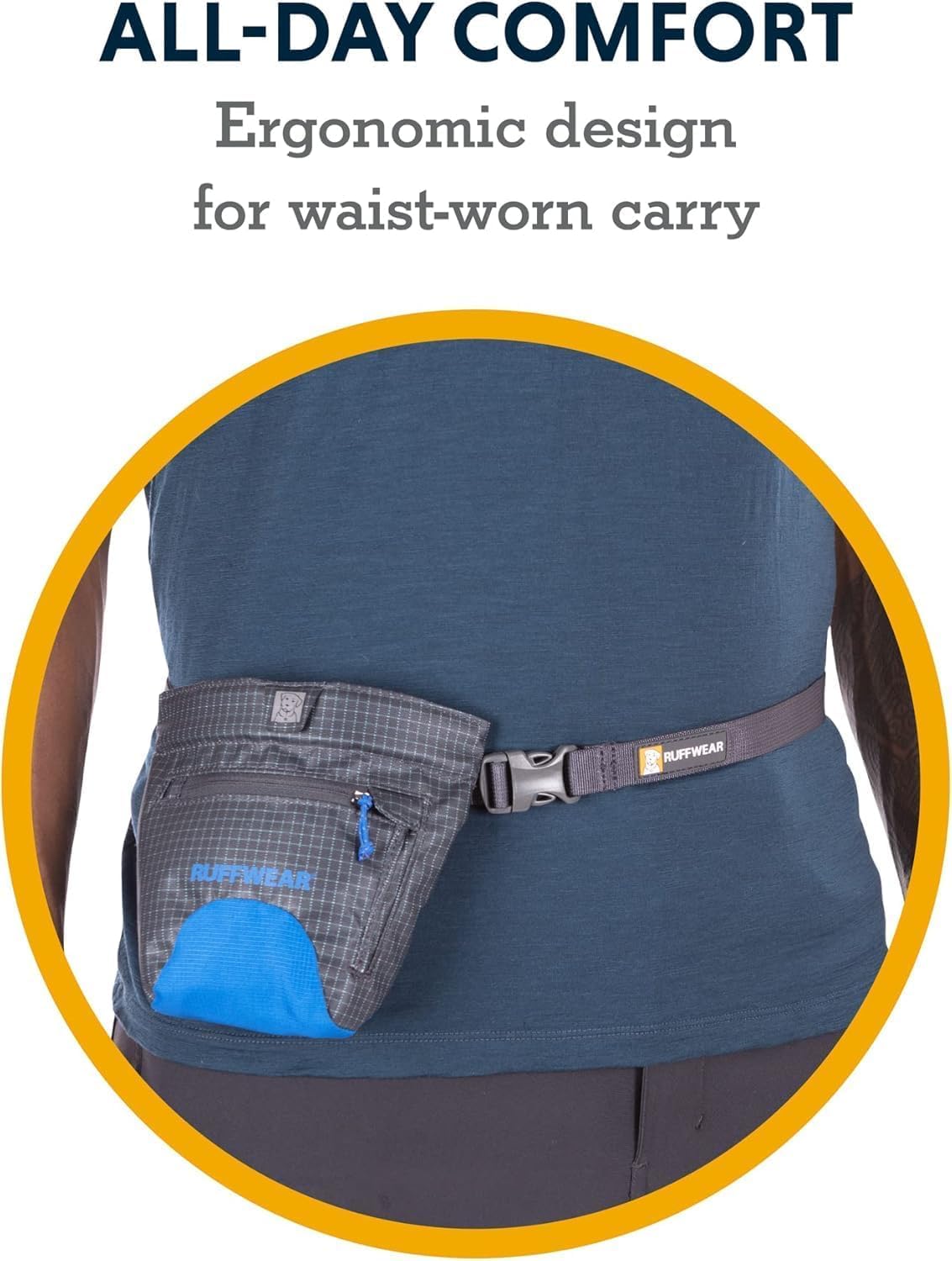 Ruffwear, Treat Trader Dog Treat Pouch, Hands-Free Waist-Worn, One-Handed Magnetic Closure, Belt (30-48 in) or Clip, Waterproof Food-Grade Lining, Zippered Pocket, Clicker Loop, Brown Bear - image 6