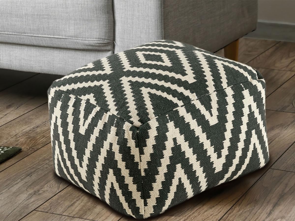 Kelim Sitzwürfel 50x50 H35cm Pouf Fußhocker Sitzhocker Bodenkissen Fußschemel Farbe schwarz