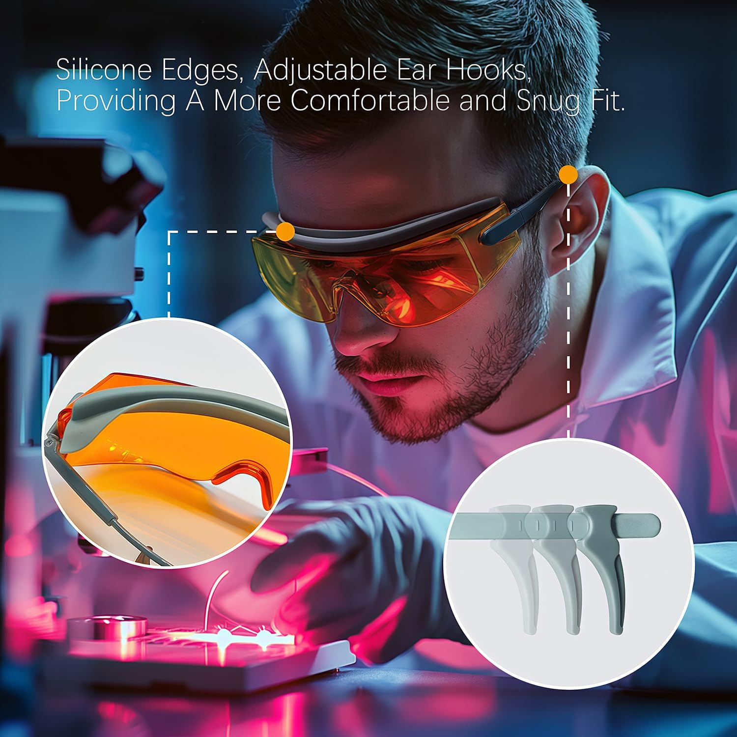 (ボルトスパーク) 190nm-490nm OD5 レーザー安全メガネ 調節可能なフレーム付き 紫外線 バイオレット 青色レーザーの