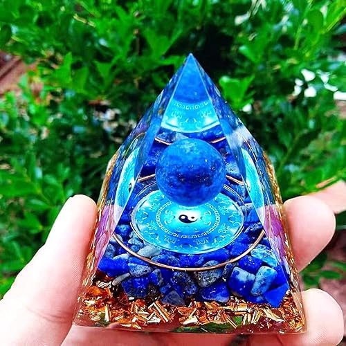 Miniatura 4 de ycyingcheng Moonstone Crystal Orgone Pyramid Ogan Crystal Energy Tower, joyería de piedra triturada de chakras de Reiki, pirámide de cristal para
