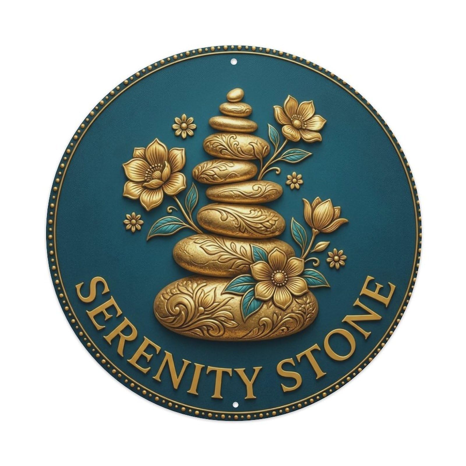 Vintage Serenity Stone Flower Zen Yoga Metal Tin Sign