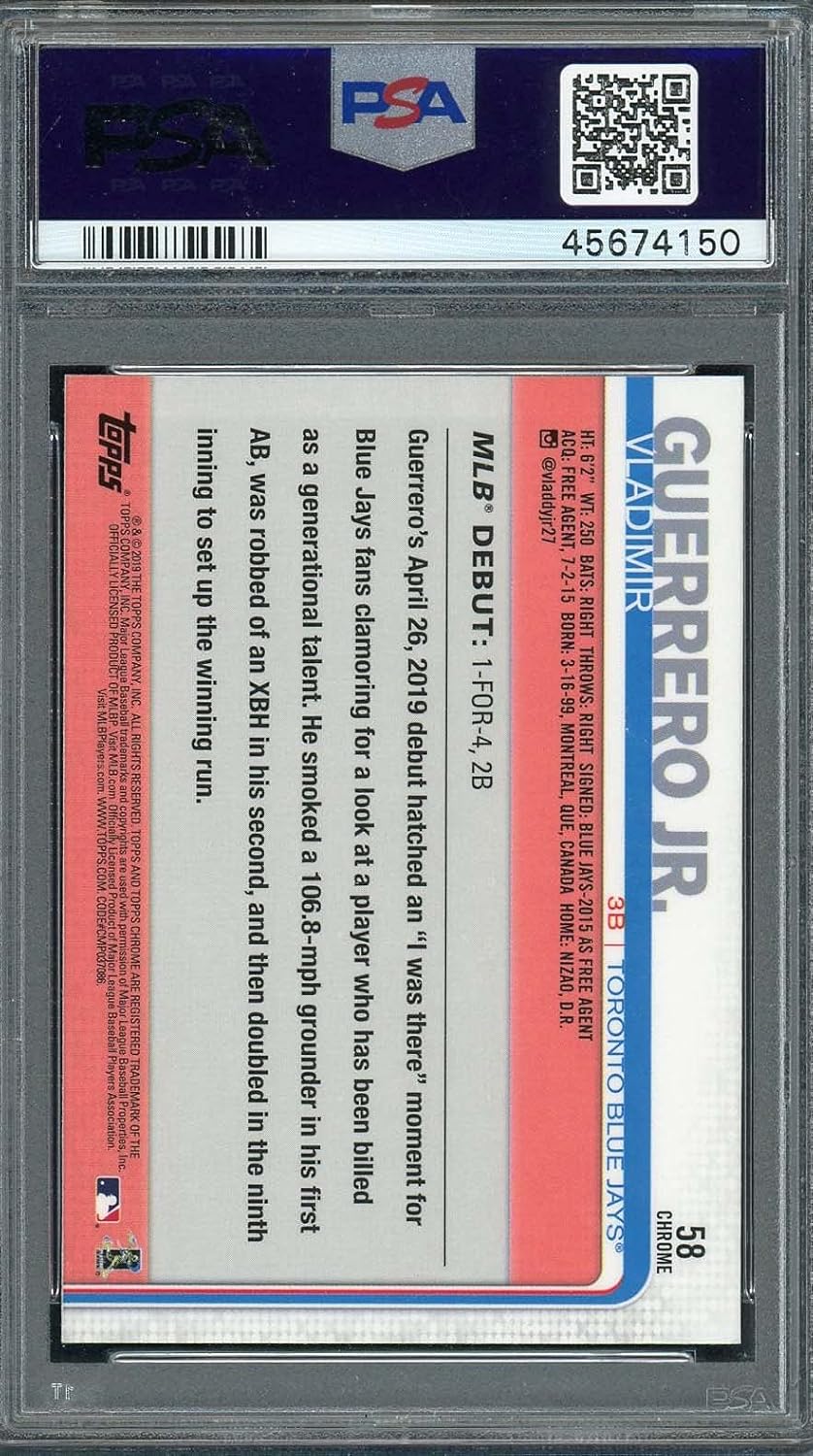 Vladimir Guerrero Jr 2019 Topps Chrome Update Baseball Rookie Card #58 PSA 10
