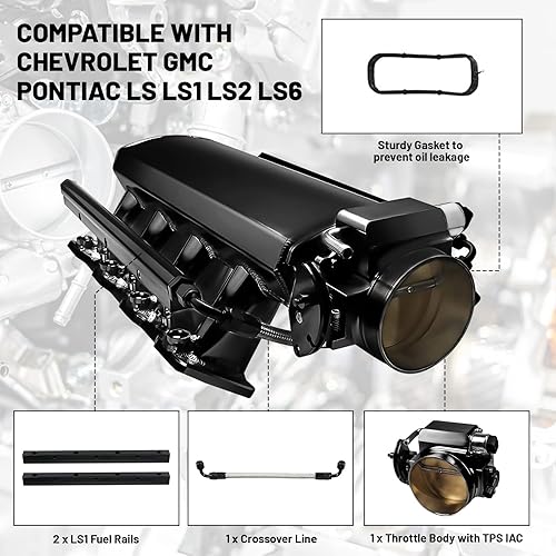 Vista 2 de 92mm Colector de admisión con raíles de combustible y sensores de posición del acelerador TPS IAC compatible con Chevrolet GMC Pontiac para LS LS1