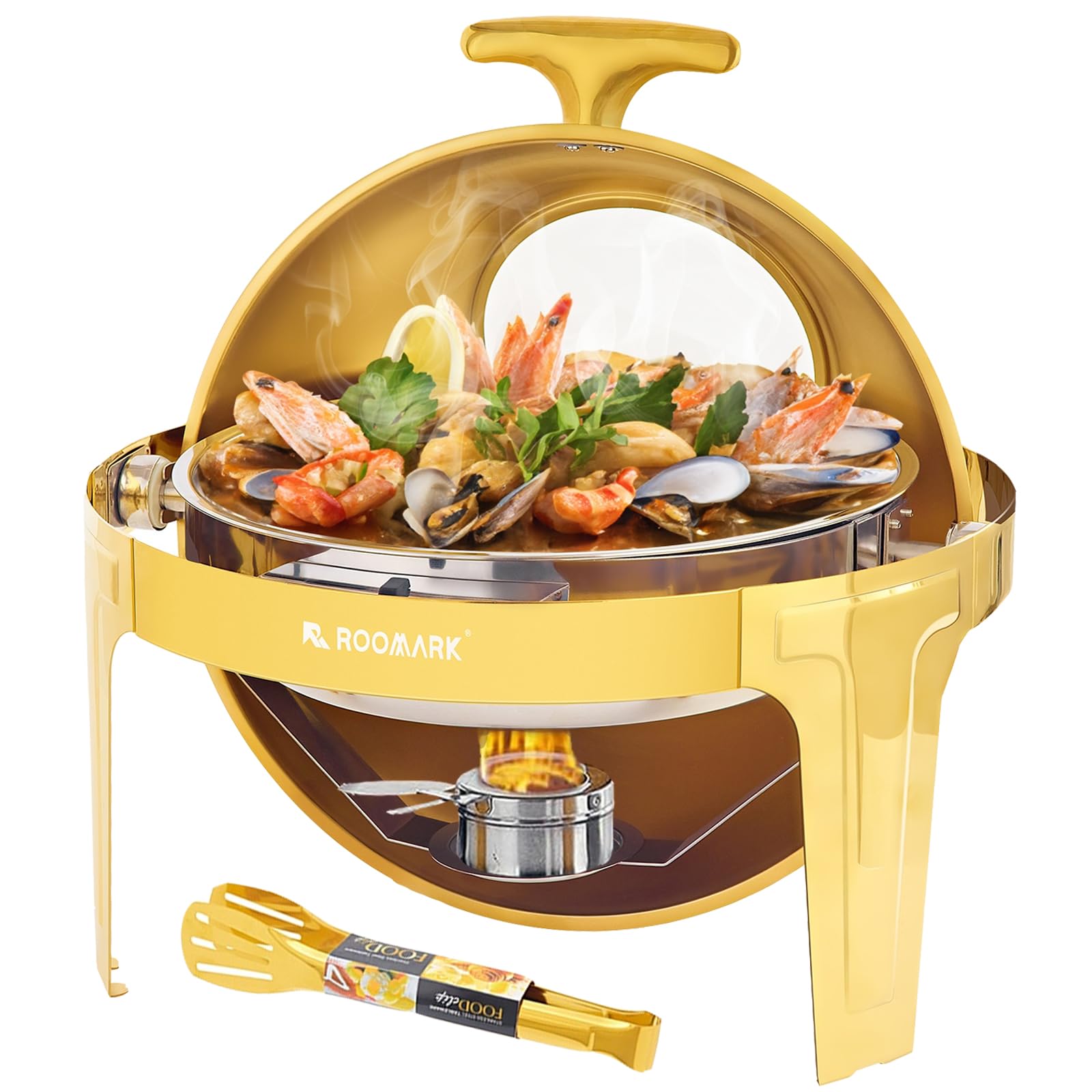 WENMILY Speisenwärmer Set 5L Rund - 4-tlg Edelstahl Buffet Warmhaltebehälter Für Catering
