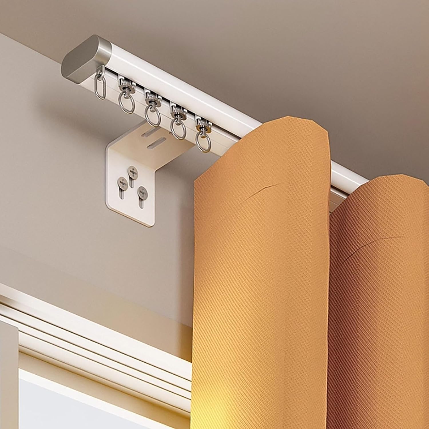 Curtain Track Ceiling/Wall Mount System White RV Shower Curtain Tracks Installation Hardware and End Cap(Wall,4.2m(13.8ft))