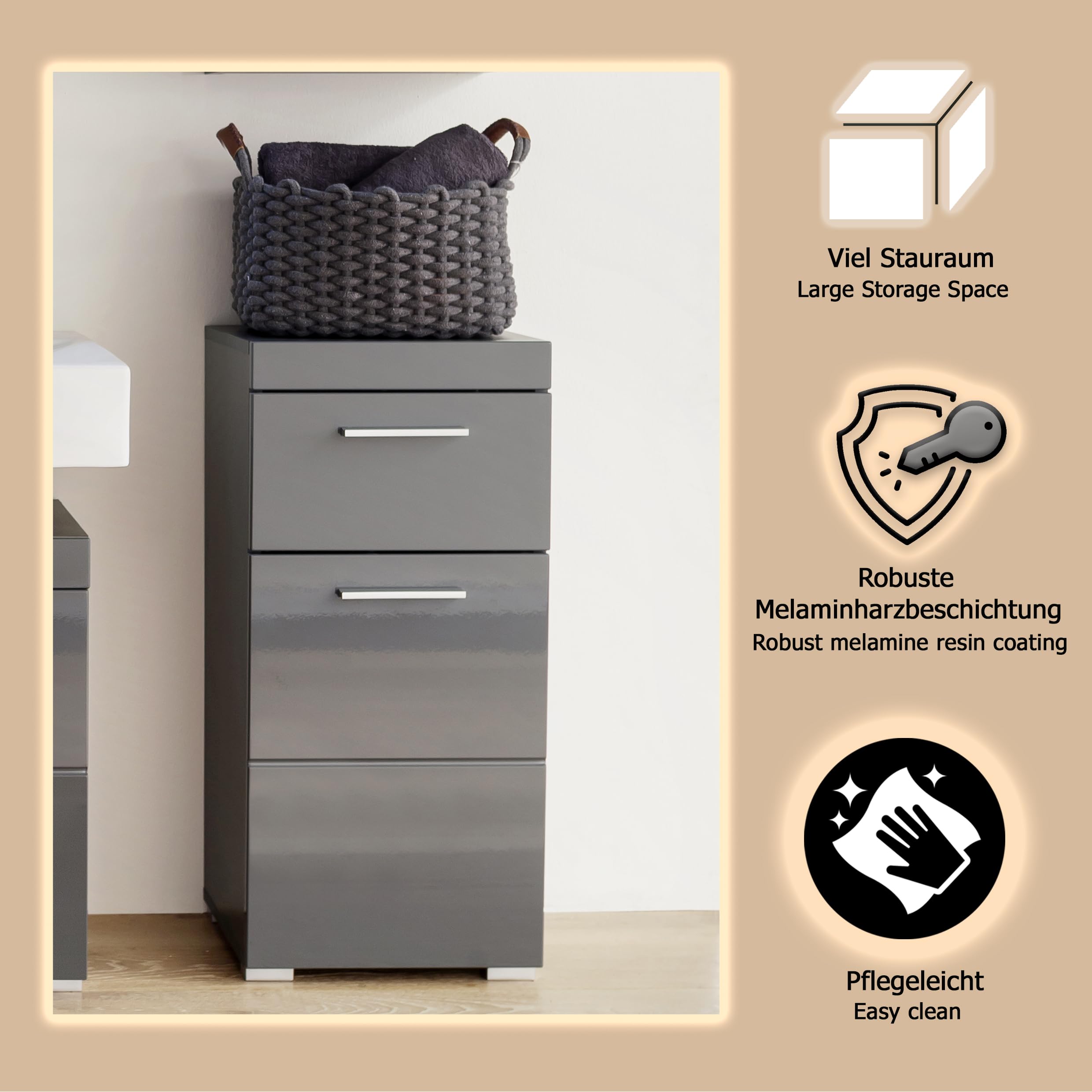 trendteam smart living Arredamenti, Hochglanz Agave Grau, Taglia unica