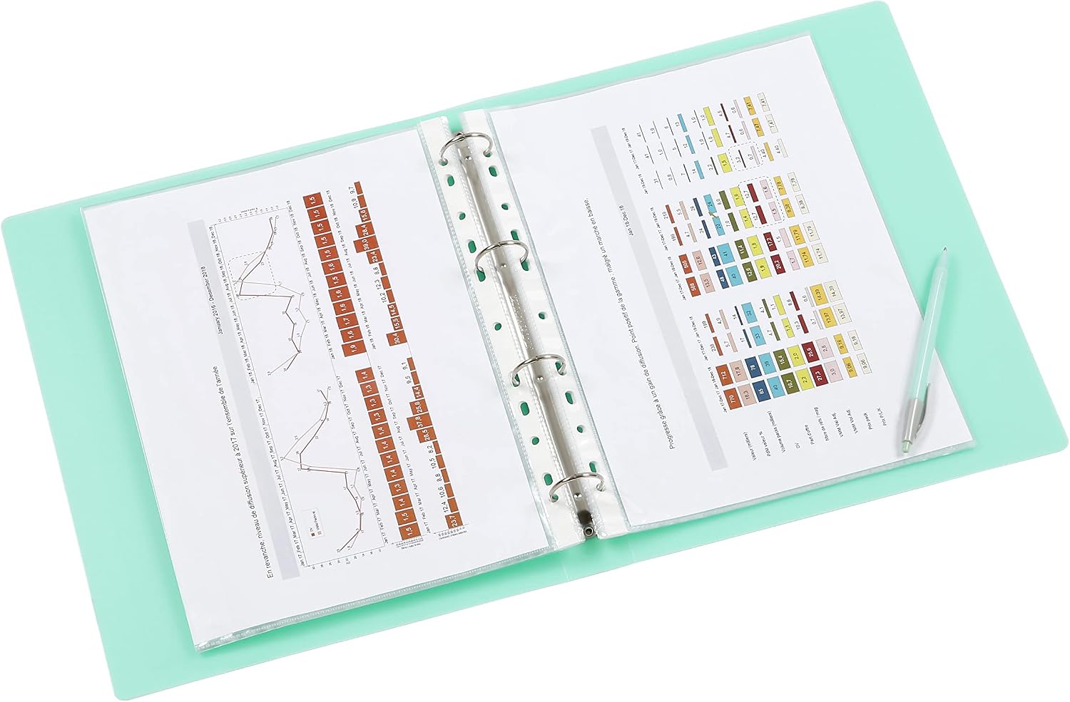 Viquel - A4 Maxi Flexible Binder - 4 Rings - 4 cm Spine - for A4 documents - Translucent Green