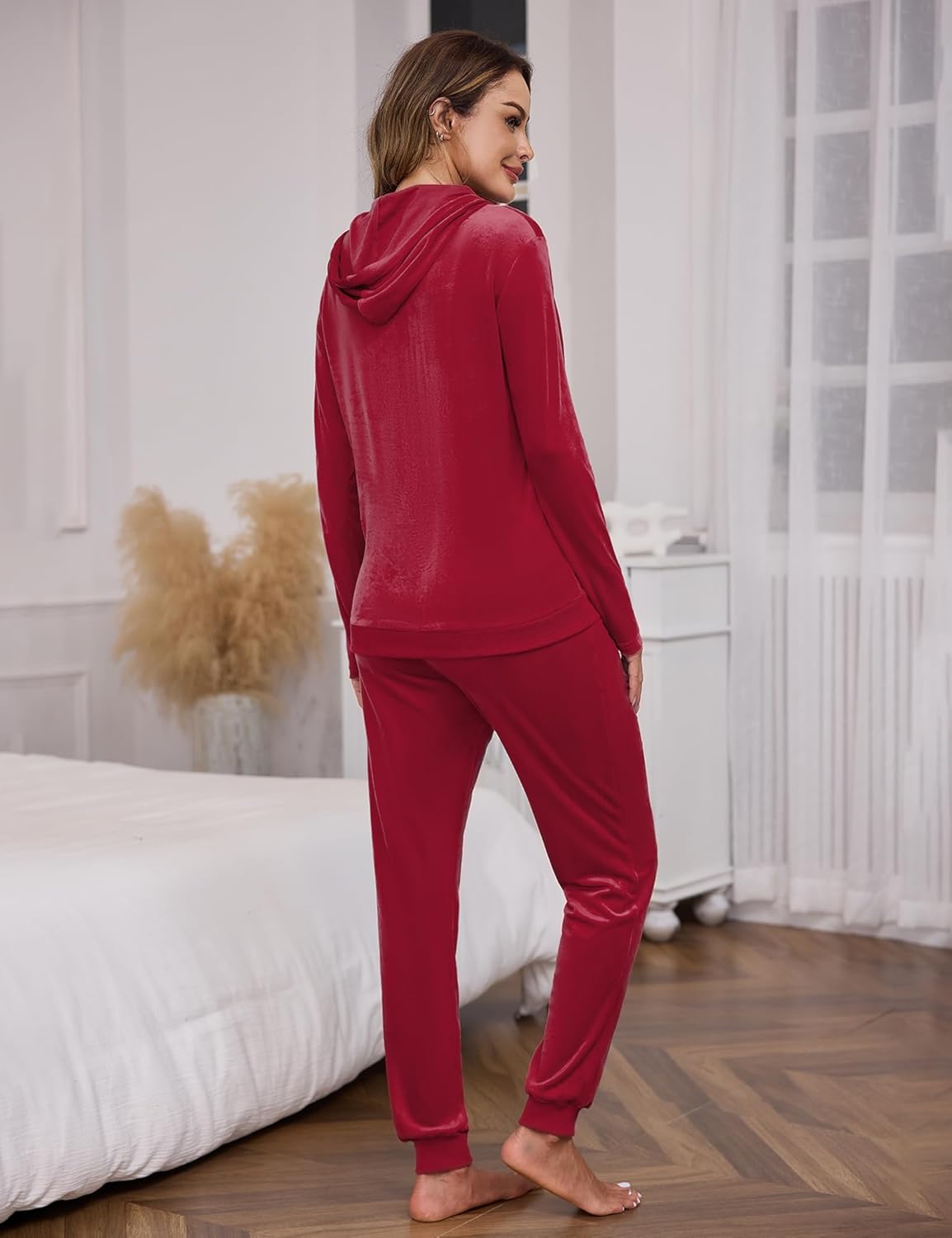 Velour Tracksuit Womens 2 Piece Outfits Velvet Sweatsuit Full Zip Up Hoodie Jacket Jogger Lounge Set - Image 5