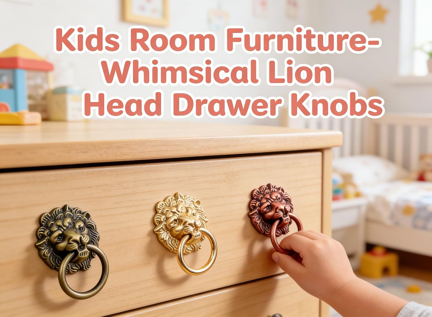 MAGIKON 3-Pack Lion Head Drawer Pull Handles - Vintage Cabinet Knobs for Dressers, Cupboards & Chests (2-Inch Diameter)