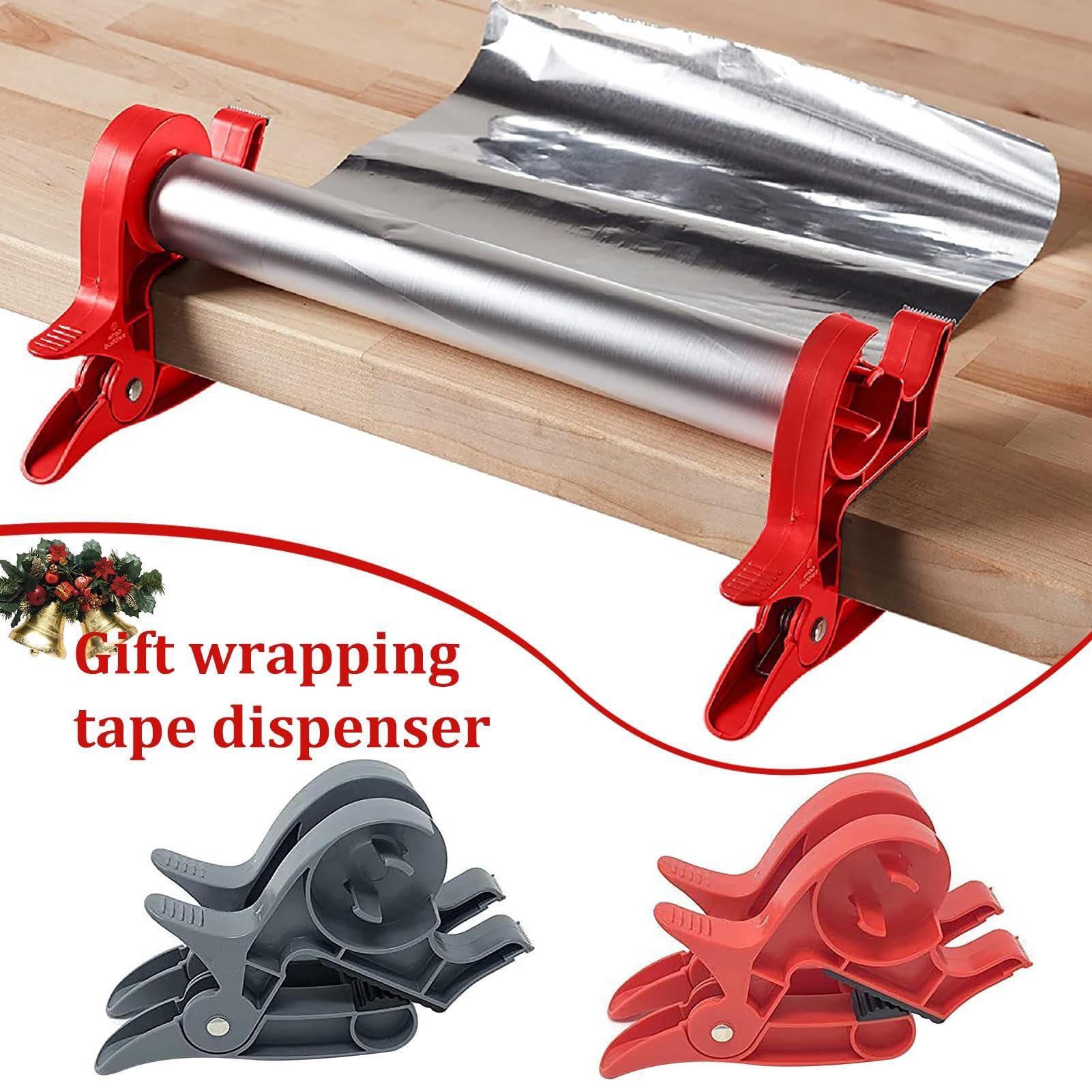 4Pcs Wrapping Paper Cutter,Present Wrap Cutter,Tabletop Present Wrapping Aid Tool,Present Wrap Clamp with Tape Dispenser for Easier Present Wrapping,Christmas Wrap Tool for Aluminum Foil, Paper