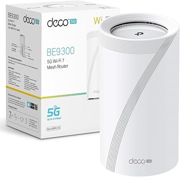 TP-Link Deco BE65 5G1-pack Whole Home Mesh Wi-Fi 7 System, BE9300 Tri-Band WiFi Booster, AI-Driven WiFi Router, Connect Over 200 Devices, 2.5G Connectivity Wired &Wireless, Gaming&4K, Easy Setup