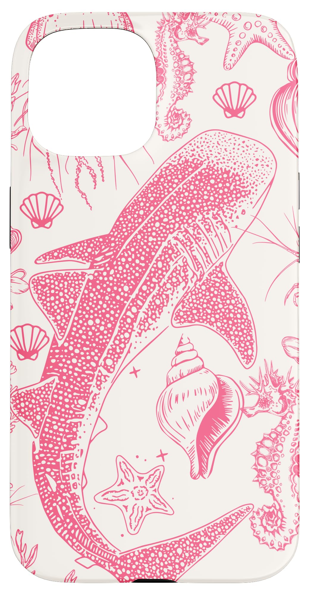 Pink Whale Shark Ocean Animal Jellyfish Starfish Case for iPhone 15
