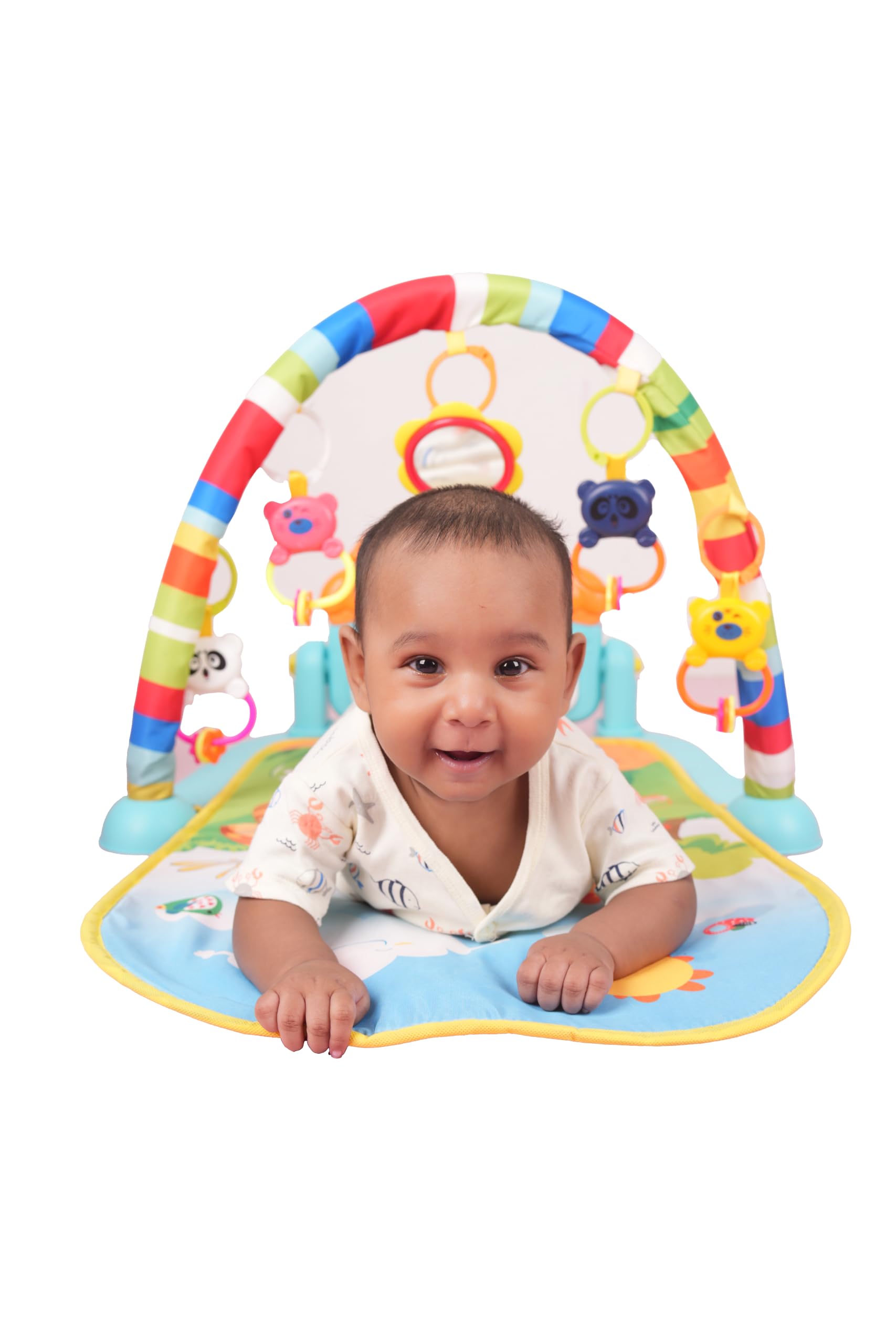 Baby Activity Playing Mat with Hanging Toys & Games | Colourful Arch Design, Hanging Toy Rattles, Tummy Time Mat-image-2