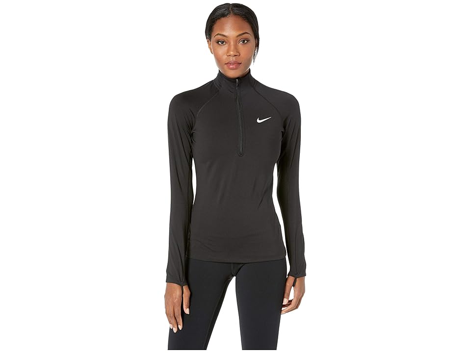 

Nike Pro Warm 1/2 Zip (Black/White) Women's Long Sleeve Pullover