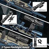 Vista 6 de Linternas tácticas de luz depredadora con rojo verde, 1200 lúmenes Mlok Picatinny linterna con interruptor de presión, 3 modos de luz blanca