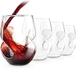 Final Touch Conundrum White Wine Glasses - Set of 4 Stemless Handcrafted Glasses - 9 oz Capacity - Sleek Curves for Comfortable Tasting - Dishwasher Safe (GG5008)