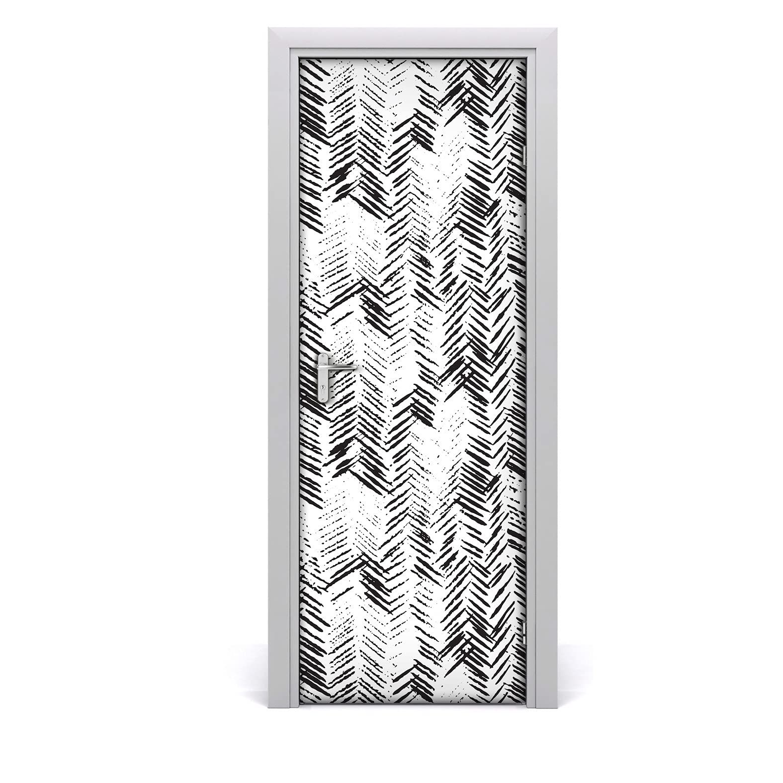 Papier peint sur la porte lavable et étanche décor adhésif chevrons
