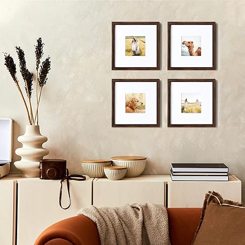 Vista 171 de KINLINK Juego de 4 portarretratos de 12 x 12 pulgadas, cuadrados de madera mate de 8 x 8 pulgadas con plexiglás para 8 x 8 pulgadas con paspartú