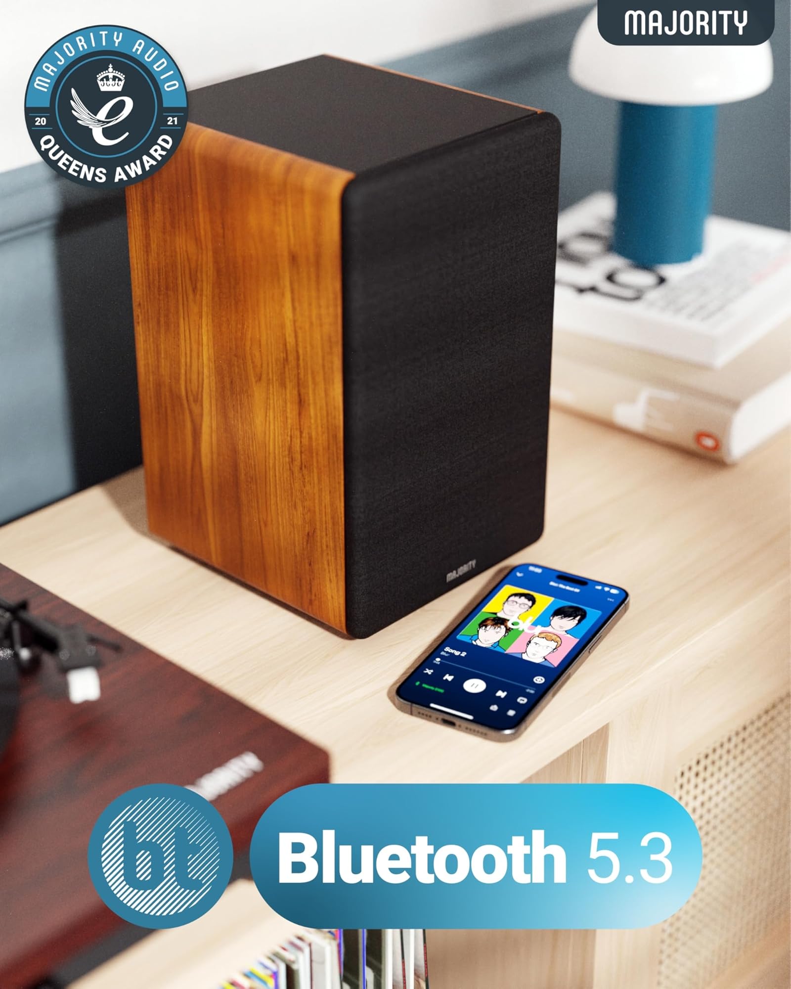 MAJORITY Altavoces Autoamplificados Bluetooth | 100W Altavoz HiFi Xtra Bass HDMI ARC Altavoces Activos | 3 Conductor Altavoz Monitor | PC Monitores de Estudio D100