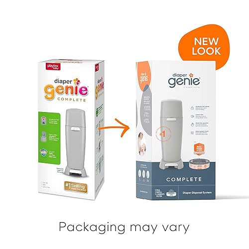 Miniatura 25 de Diaper Genie - Cubo para pañales Complete (blanco) con control de olores mediante agentes antimicrobianos, incluye 1 cubo de basura para pañales, 3