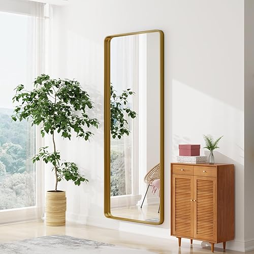 Miniatura 11 de GLSLAND Espejo de pared rectangular de 30 x 48 pulgadas para baño, marco de aleación de aluminio dorado, espejo rectangular para decoración