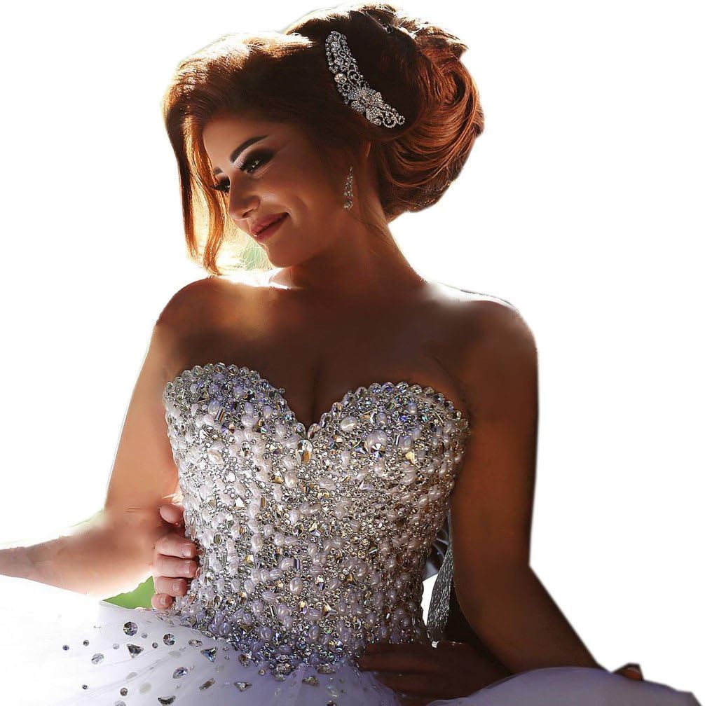 Crystal Sweetheart Organza Wedding Dress for Bride White