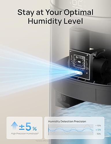 Miniatura 4 de Dreo Humidificador inteligente de 16 L para habitación grande, 1000 pies cuadrados, humidificadores de aire de niebla fría de 130 horas para