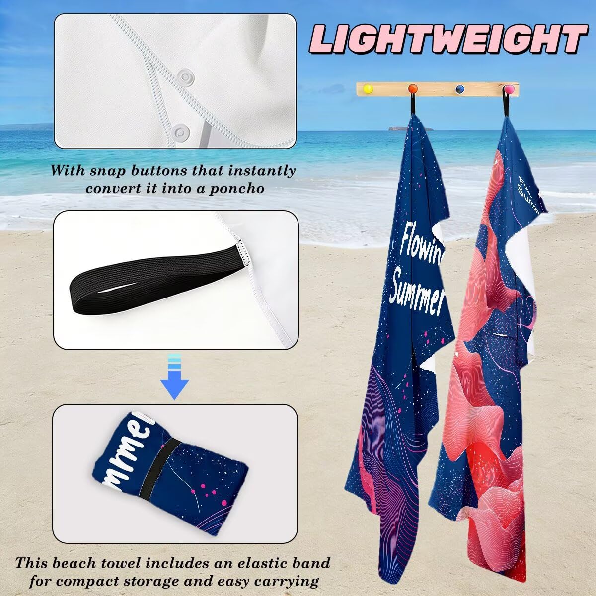 Toalla Playa 80x160 cm, Toalla Gimnasio Microfibra Secado Rapido, Juego de 2 Antiarena Toallas de Playa, Ligera Compacta Toallas Microfibra Grande para Viaje, Regalo Hombre Regalo Mujer (Moda) -4905