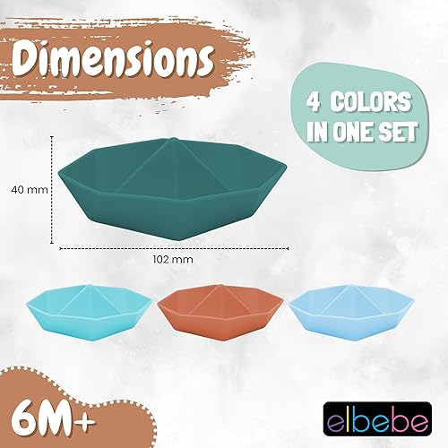 Miniatura 2 de elbebe Juguete de barco (juego de 4) - Juguetes suaves de baño para bebés, juguetes apilables de silicona, juguetes para niños pequeños, juguetes de