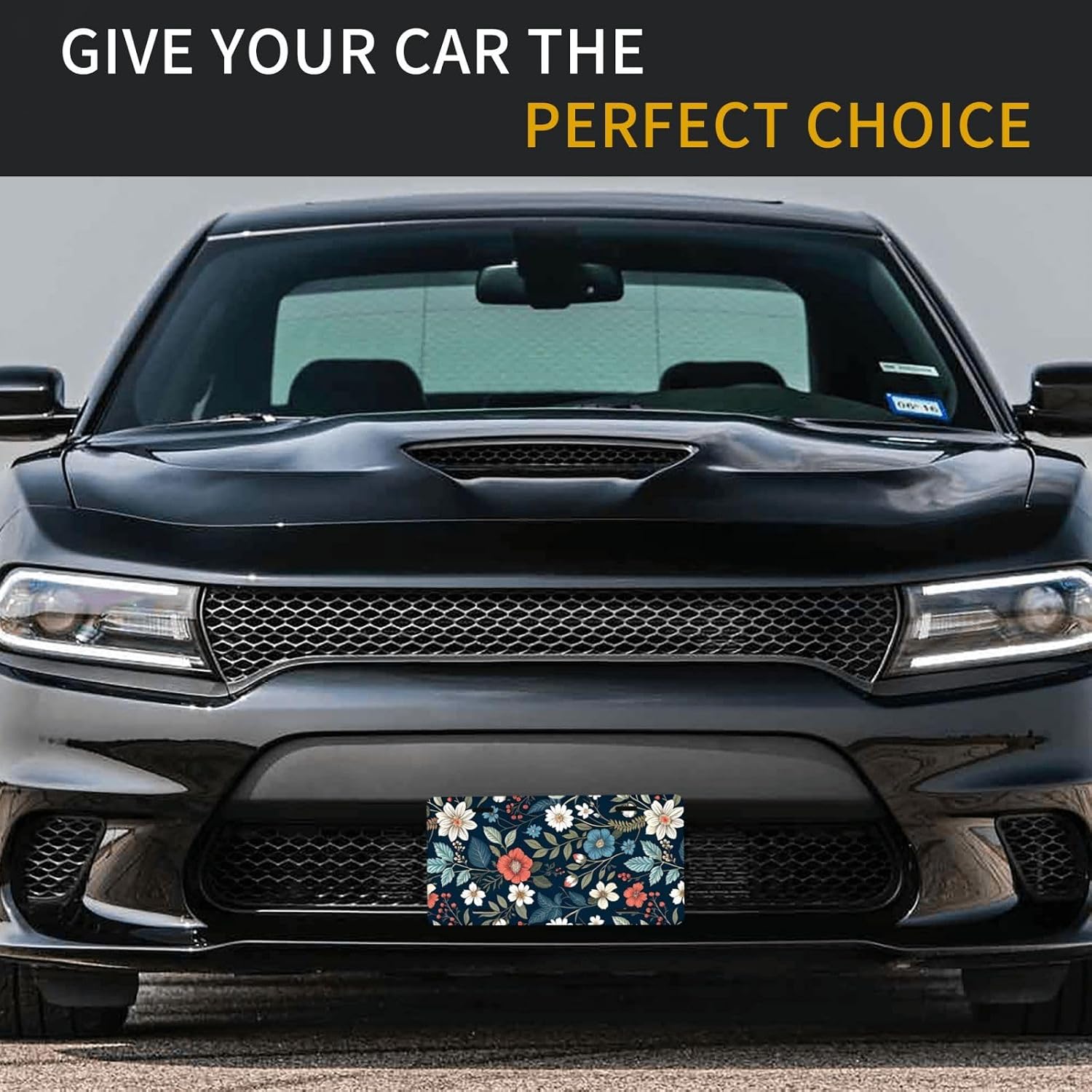 Front License Plate Cover – Aluminum Metal Car Accessory, Rust-Proof Novelty Vanity Tag Decor for Men & Women, 6x12 with 4 Holes - 047 Vintage Flowers