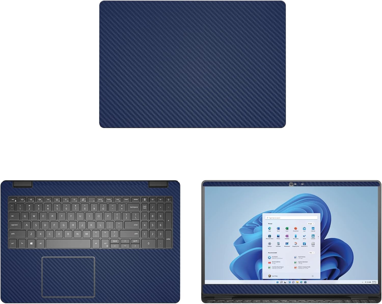 Decalrus - Protective Decal for The Dell Inspiron 15 3501 (15.6" Screen) Laptop Blue Carbon Fiber Vinyl Cover wrap CFdellInspiron15_3501Blue