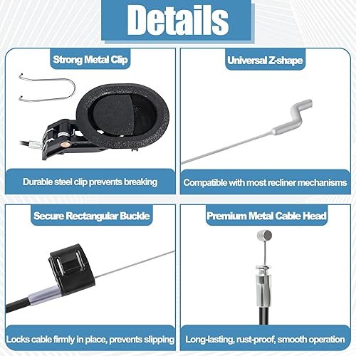 Miniatura 4 de Podoy Recliner Pull Handle Replacement Parts,Universal Recliner Pull Cable Release Compatible with Lazy Boy Ashley and Most Furniture Sofa Chair,
