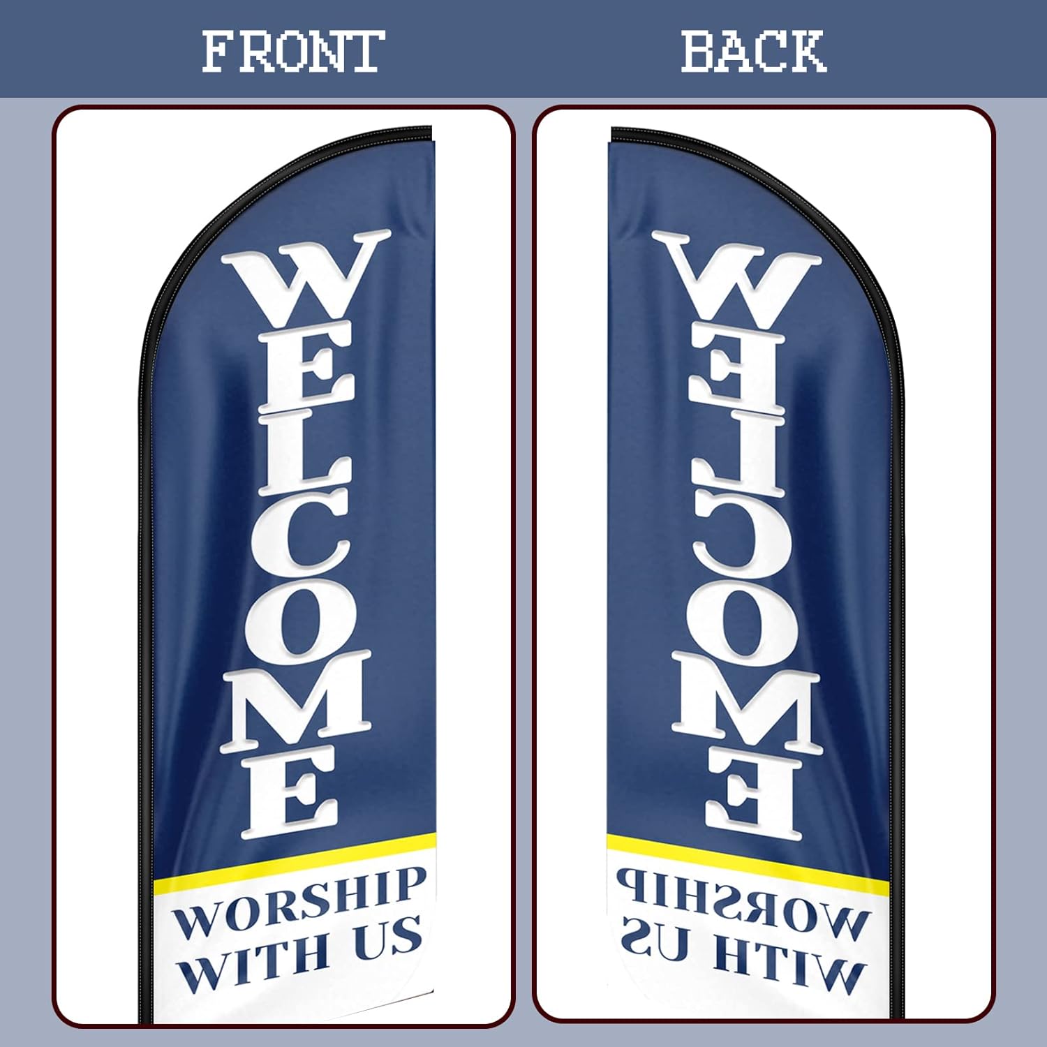 Church Flags for Worship, 11FT Windless Welcome Worship Church Flags for Outside with Aluminum Alloy Flagpole, Stainless Steel Ground Stake, Portable Bag, Welcome Sign for Church