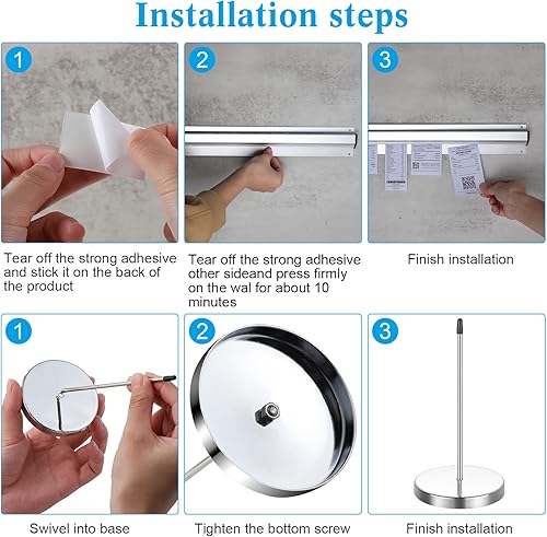 Miniatura 4 de Photect 2 soportes para boletos de restaurante de 18 pulgadas con 2 soportes de recibos de acero inoxidable con rieles deslizantes de aluminio