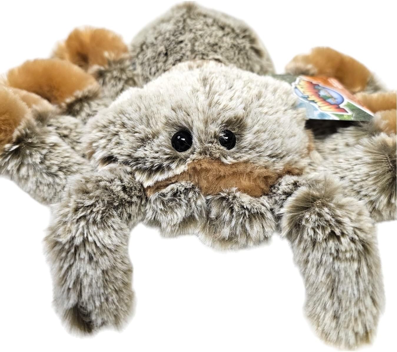 Zugar Land 8" Realistic Brown Spider Plush - Soft and Furry with Hard Eyes - Creepy-Crawly Toy for Halloween, Decor, or Gifts